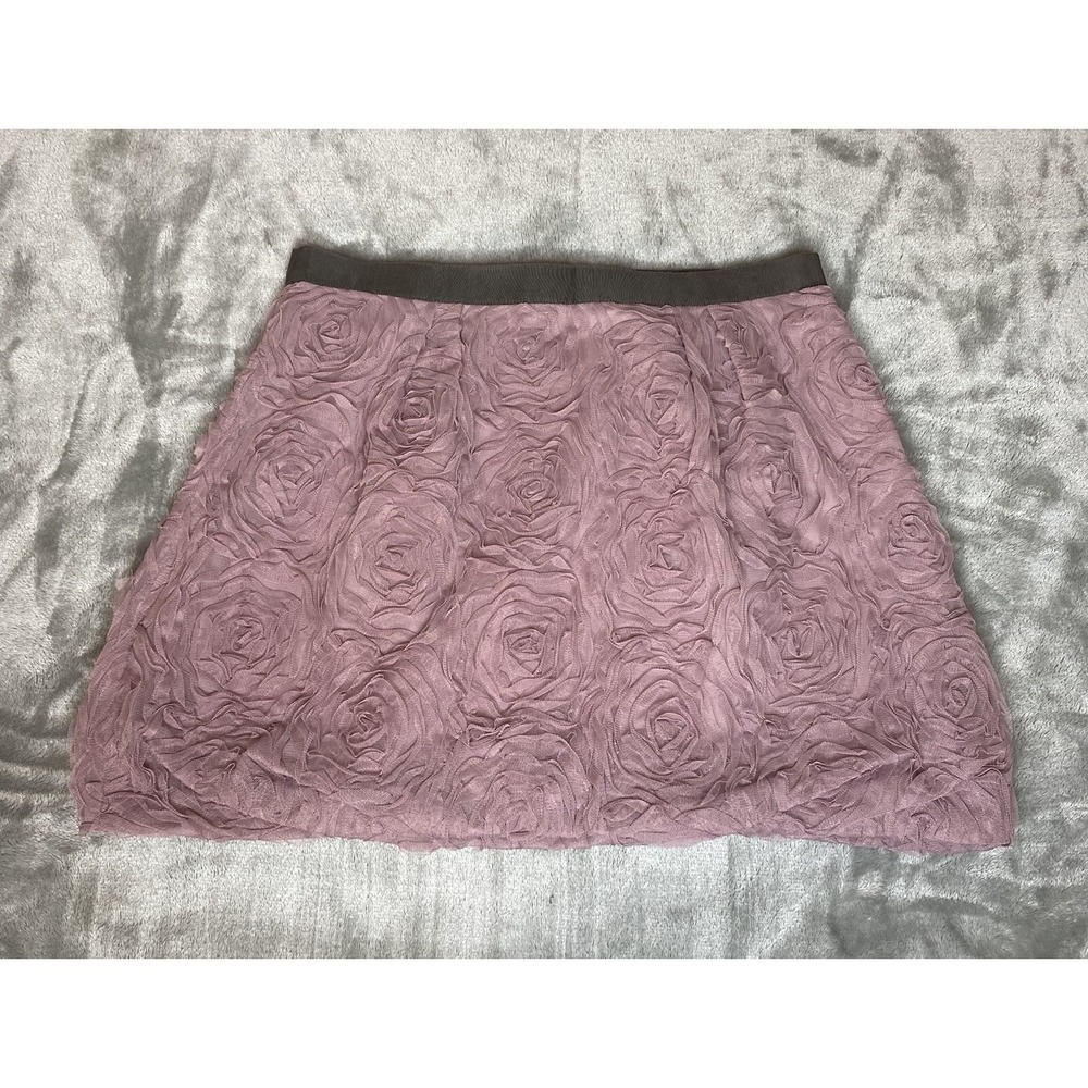 J. Crew Mini Skirt Women's 8 Purple Mauve Rosette Tulle 100% Blossom Pull-On